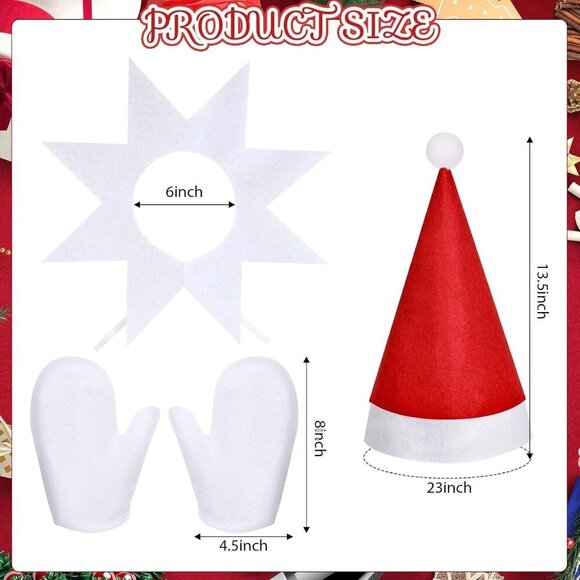 Christmas Elf Costume Accessories Hat Gloves White Collar Party Dress Up main image 5